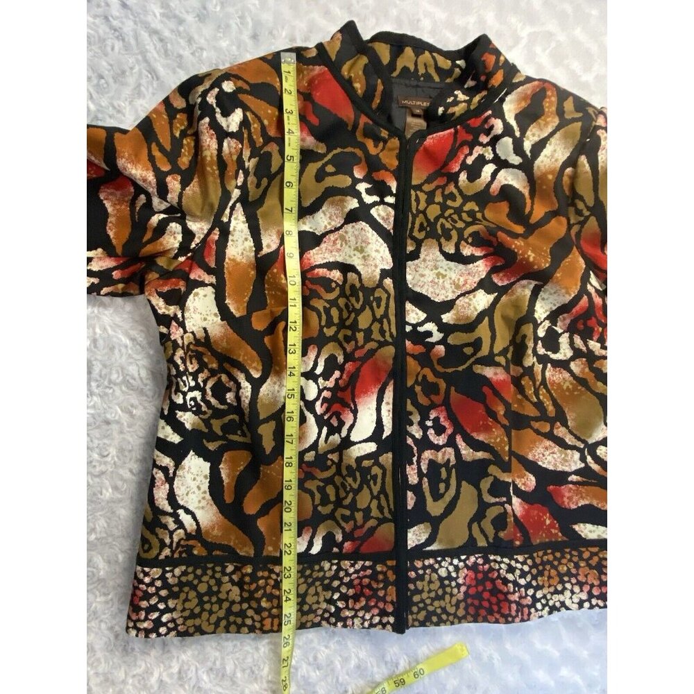 Multiples Women Sz 1X Blazer Jacket Stretch Colorful Animal Print Cotton Spandex - Picture 6 of 12